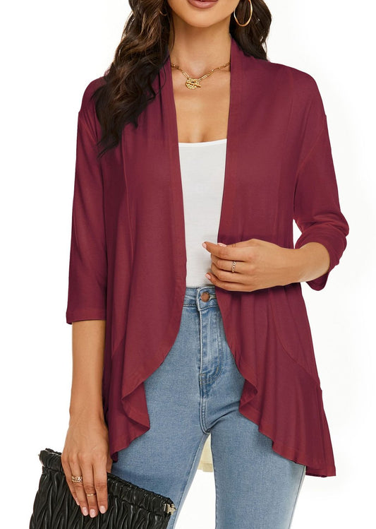 Drapelle™ – Lightweight Draped Open-Front Ruffle Cardigan + 50% OFF