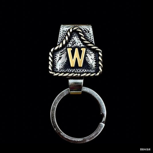 Drover – Personalized Solid Brass Initial Cow Tag Keychain + But 1 +1 FREE