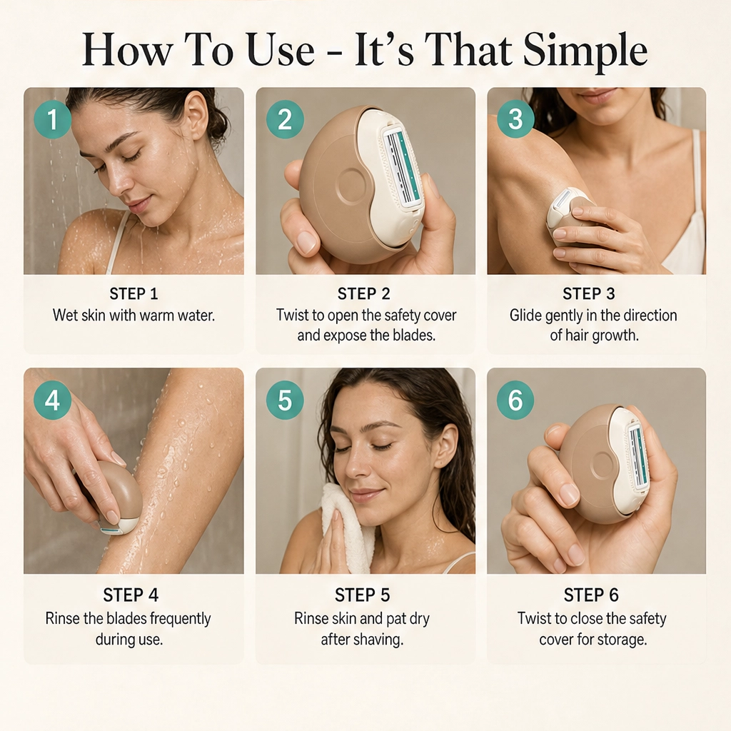 Nomadge – Triple-Blade Rotating Travel Razor with Built-In Protective Cap + 50% OFF