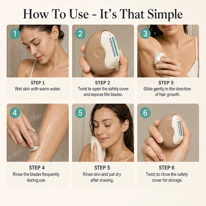 Nomadge – Triple-Blade Rotating Travel Razor with Built-In Protective Cap + 50% OFF