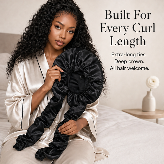 Duskveil – Extra-Long Twin-Tube Satin Bonnet for Braids, Locs & Curls + 50% OFF