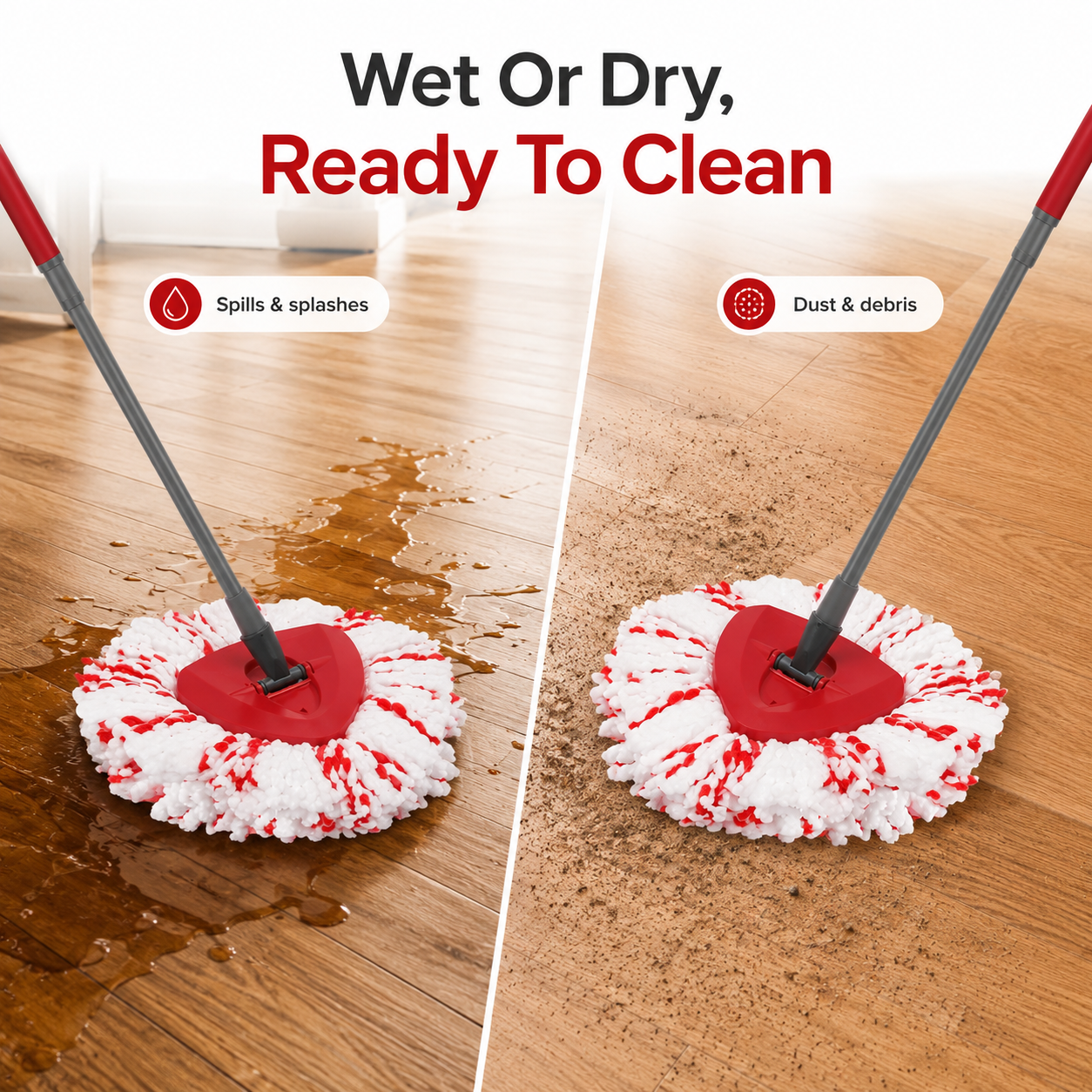 Scrubwell – Microfiber Spin Mop Replacement Heads with Scrub Pad, 3-Pack + 50% OFF