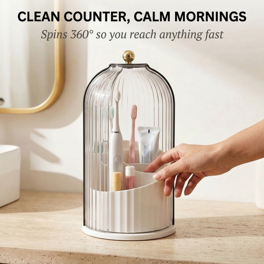 Alcove – Sliding Lid Toothbrush Holder with 360° Rotating Base + 50% OFF