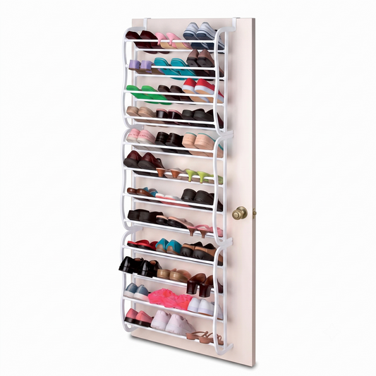 Stowvale – Angled-Shelf Over-the-Door Shoe Rack Organizer, Holds Up to 36 Pairs + 50% OFF