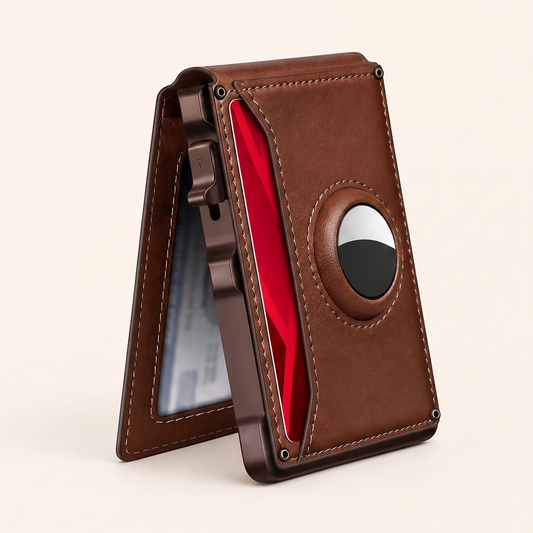 Ashford – Slim Pop-Up Leather Wallet with AirTag Pocket & RFID Blocking for Men + 50% OFF