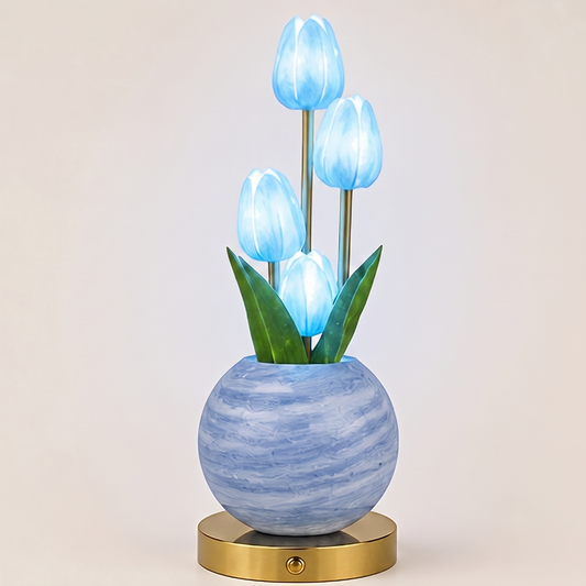 Petalume – Glass Tulip Bouquet Night Light with Warm Ambient Glow + 50% OFF