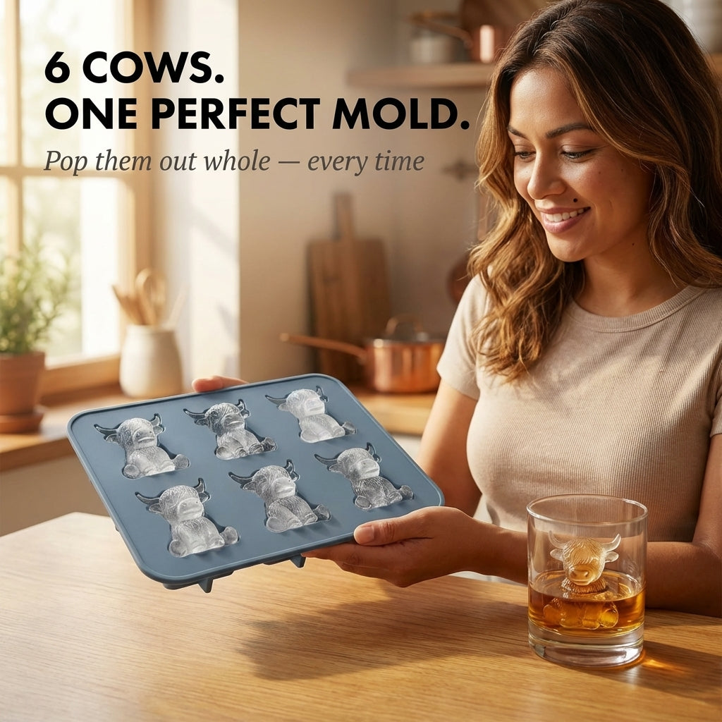 Moowick™ – 3D Highland Cow Silicone Ice Mold | 6-Cavity, BPA-Free, Food-Grade + 50% OFF