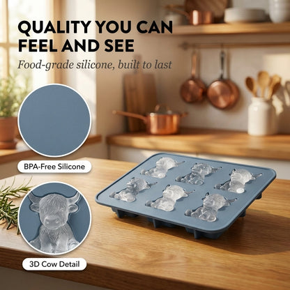 Moowick™ – 3D Highland Cow Silicone Ice Mold | 6-Cavity, BPA-Free, Food-Grade + 50% OFF