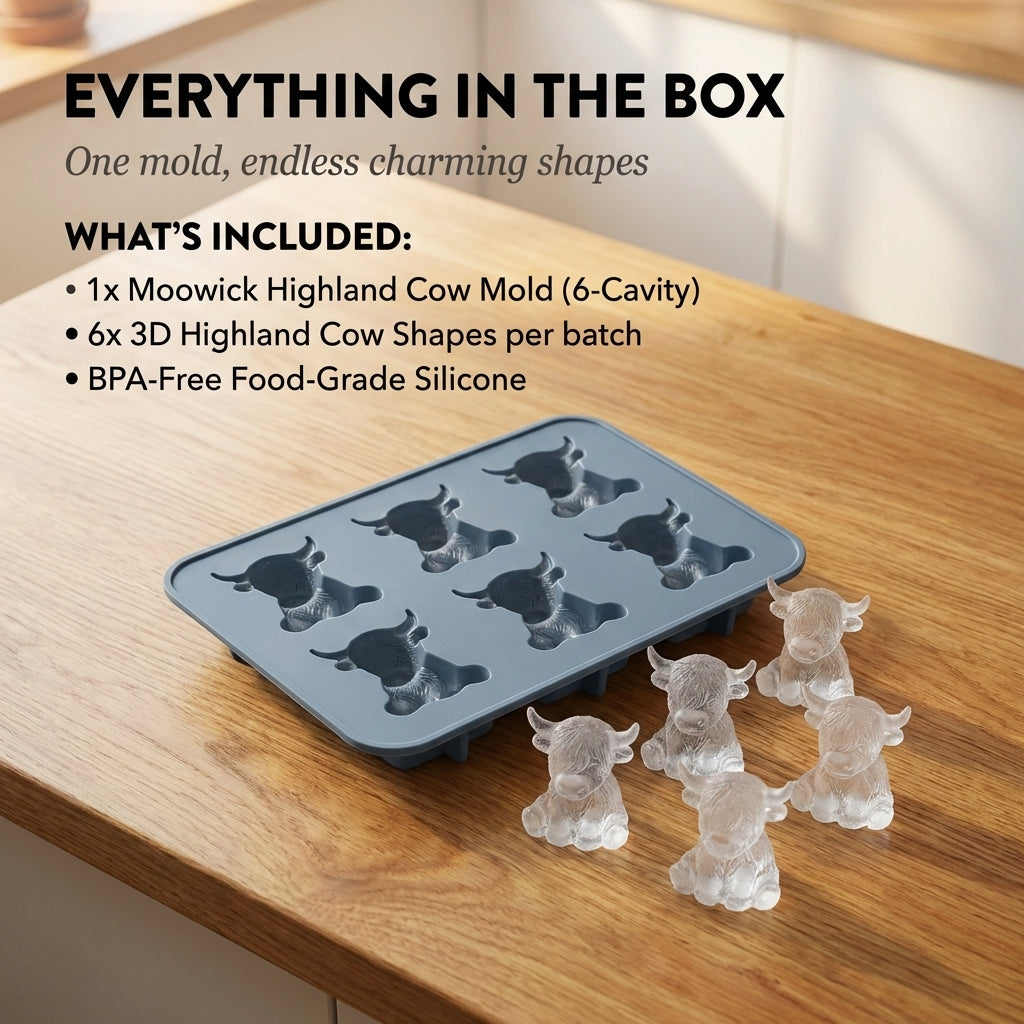 Moowick™ – 3D Highland Cow Silicone Ice Mold | 6-Cavity, BPA-Free, Food-Grade + 50% OFF