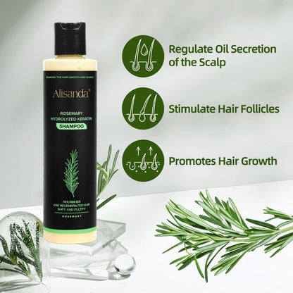 The AuraRoot Rosemary Shampoo - Organic Hair Growth, Hydrolyzed Keratin, and Thickening Formula +  50% OFF