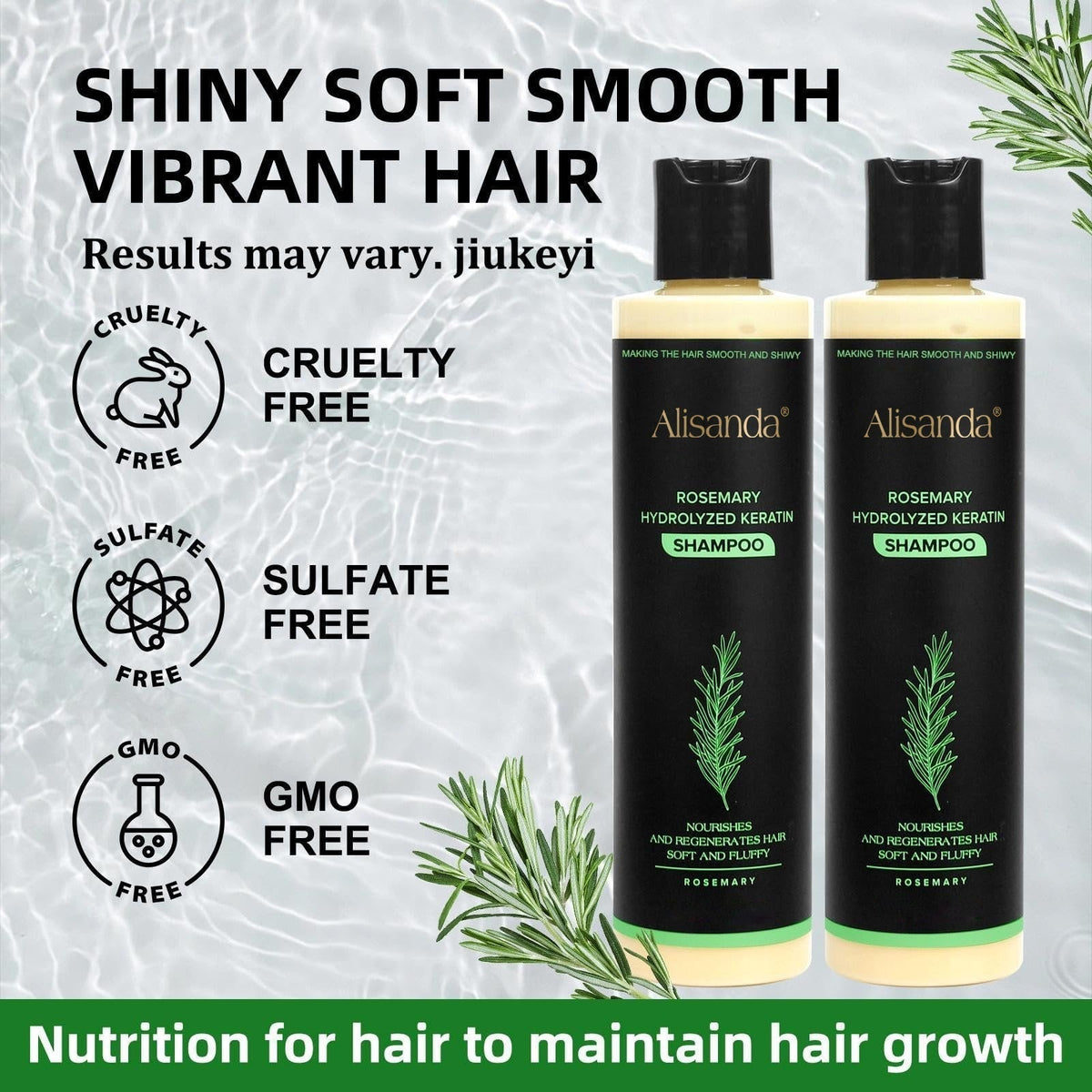 The AuraRoot Rosemary Shampoo - Organic Hair Growth, Hydrolyzed Keratin, and Thickening Formula +  50% OFF