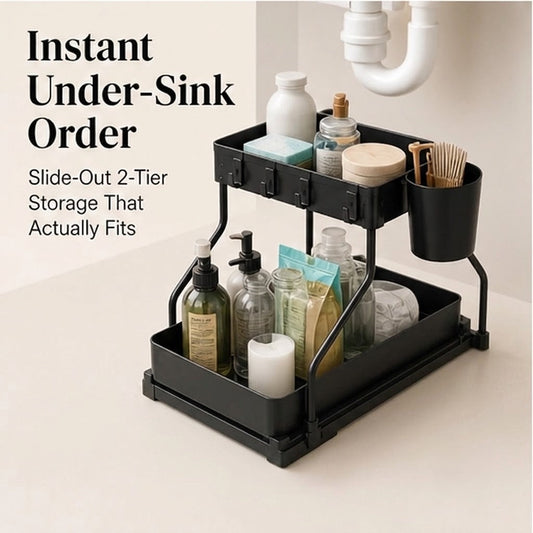Stowen – 2-Tier Pull-Out Under Sink Organizer with Sliding Drawers + 50% OFF