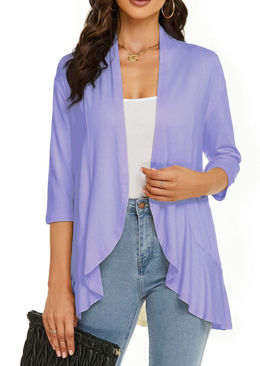 Drapelle™ – Lightweight Draped Open-Front Ruffle Cardigan + 50% OFF