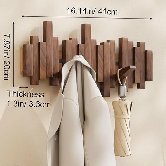 The AuraCoat Piano Rack - Wall-Mounted Wooden Coat Rack with Piano Key Style Design + 50% OFF