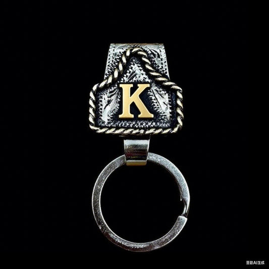 Drover – Personalized Solid Brass Initial Cow Tag Keychain + But 1 +1 FREE
