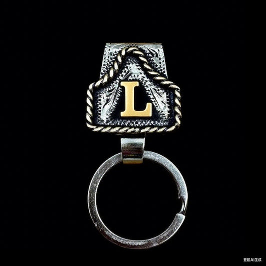 Drover – Personalized Solid Brass Initial Cow Tag Keychain + But 1 +1 FREE