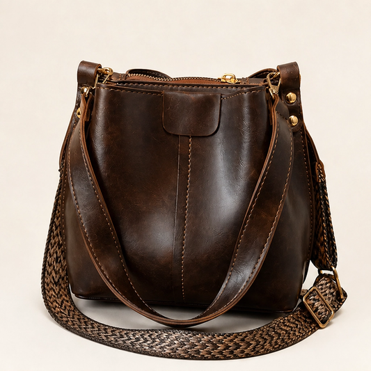 Vellora – Vintage Bucket Bag with 2 Interchangeable Straps & Roomy Organized Interior + 50% OFF