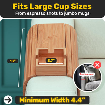 The CouchCaddy Bamboo Armrest - Your Sofa's Best Friend, Zero Spills + 50% OFF