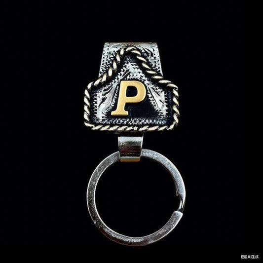 Drover – Personalized Solid Brass Initial Cow Tag Keychain + But 1 +1 FREE