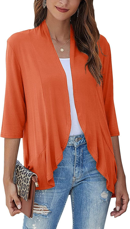 Drapelle™ – Lightweight Draped Open-Front Ruffle Cardigan + 50% OFF