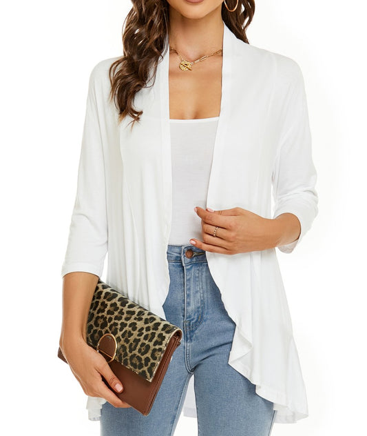Drapelle™ – Lightweight Draped Open-Front Ruffle Cardigan + 50% OFF