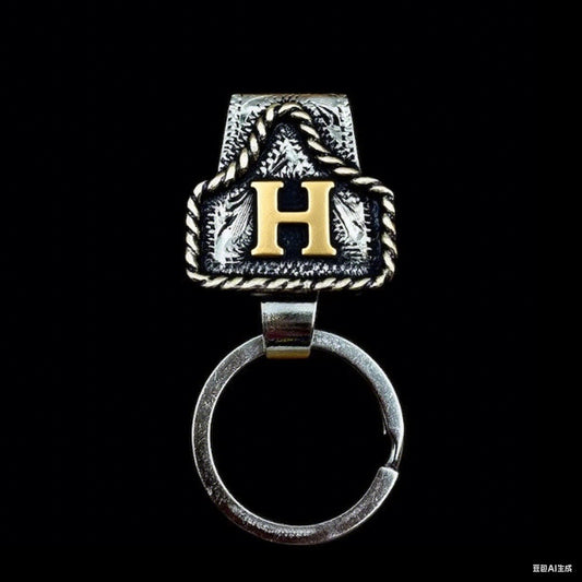 Drover – Personalized Solid Brass Initial Cow Tag Keychain + But 1 +1 FREE