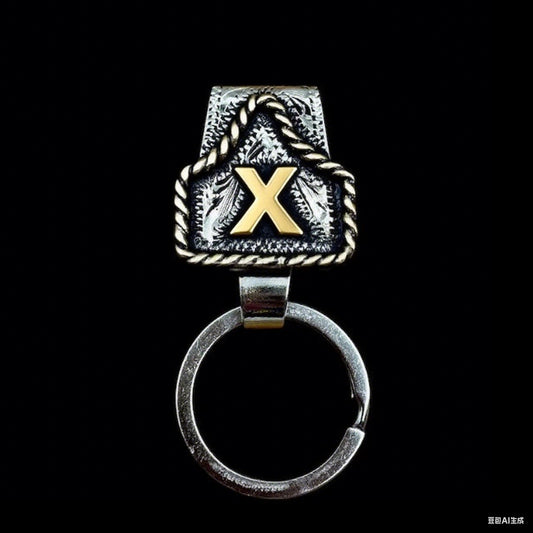Drover – Personalized Solid Brass Initial Cow Tag Keychain + But 1 +1 FREE