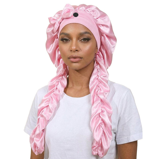 Duskveil – Extra-Long Twin-Tube Satin Bonnet for Braids, Locs & Curls + 50% OFF