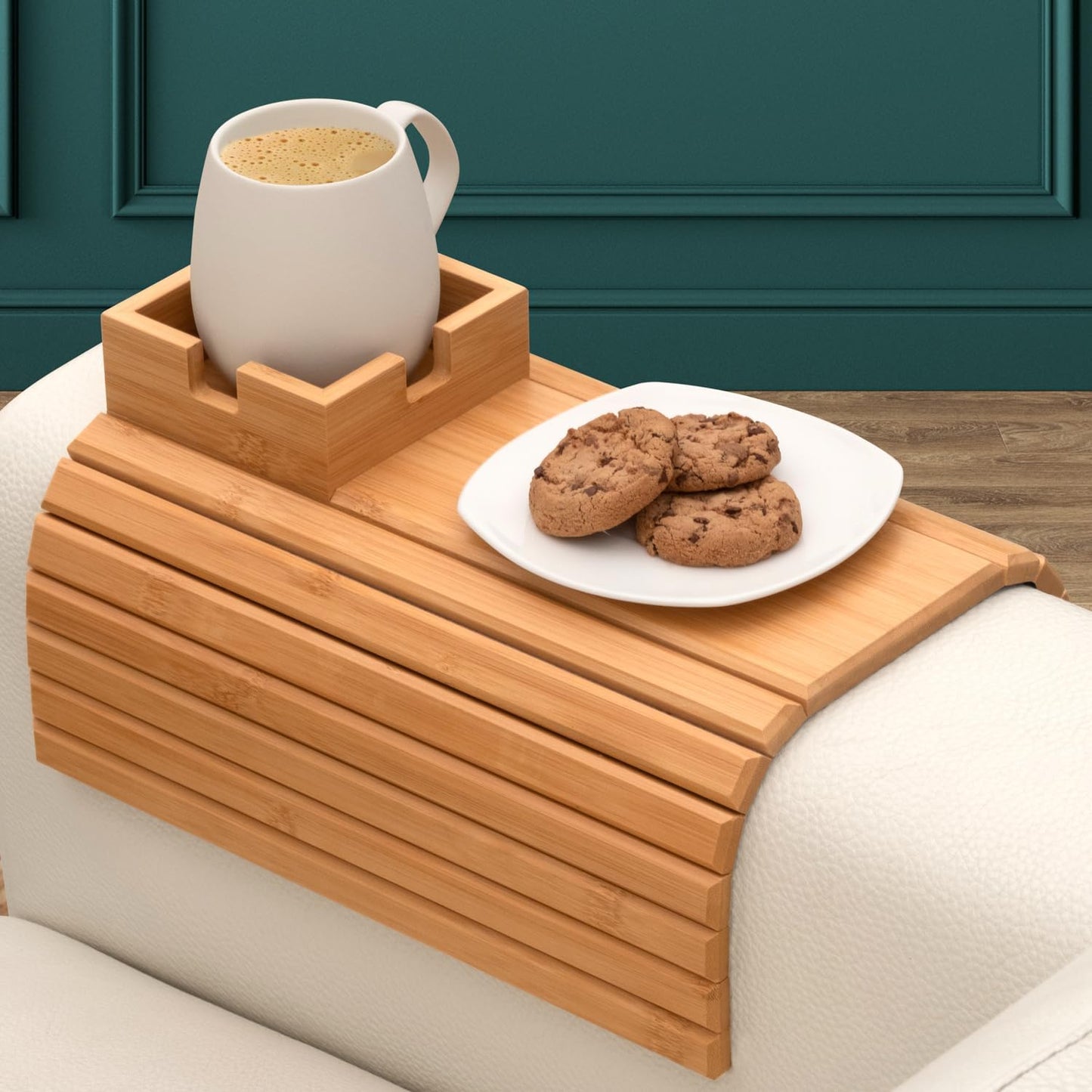 The CouchCaddy Bamboo Armrest - Your Sofa's Best Friend, Zero Spills + 50% OFF