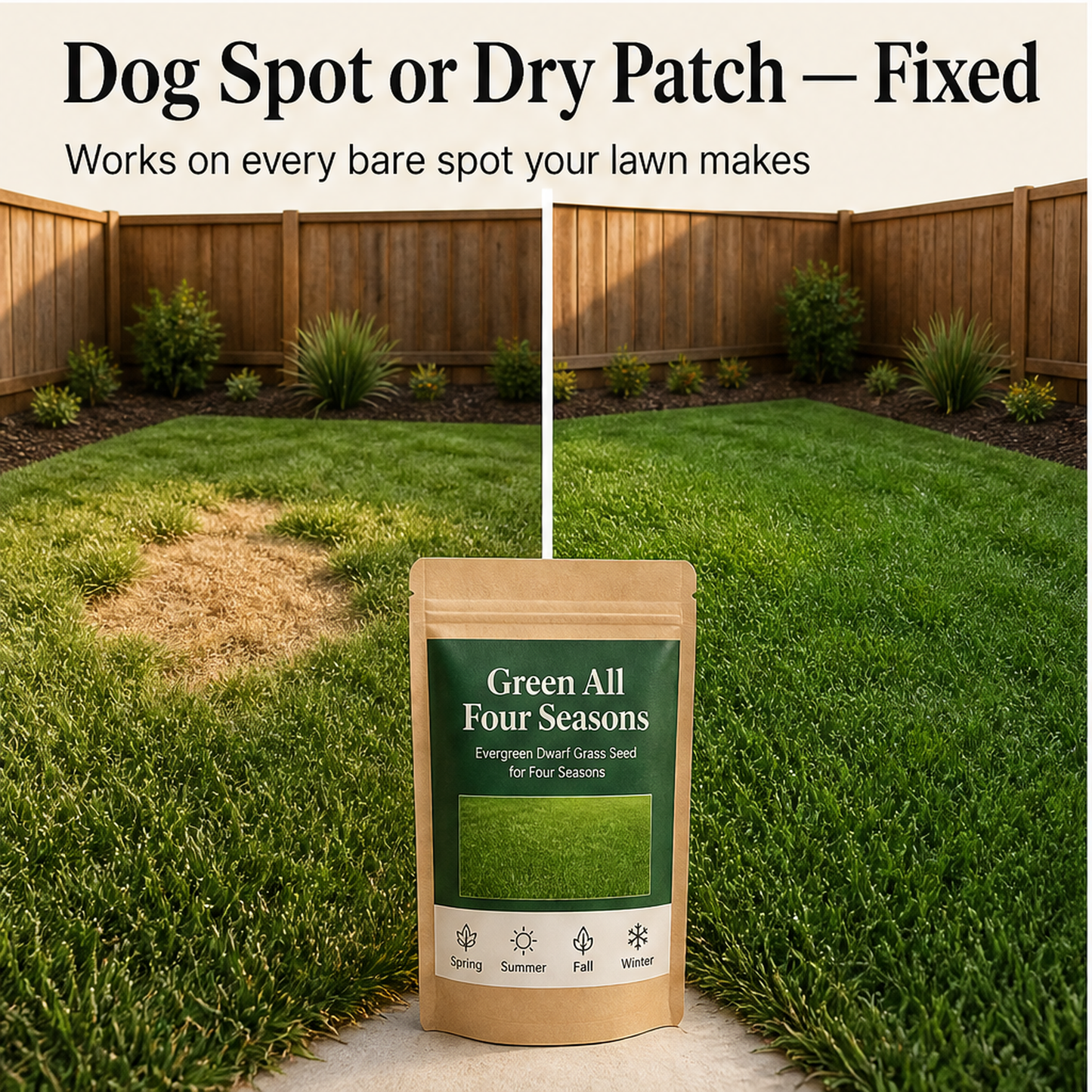 Everdell – Four-Season Evergreen Dwarf Grass Seed for Bare Spots & High-Traffic Lawns + 50% OFF