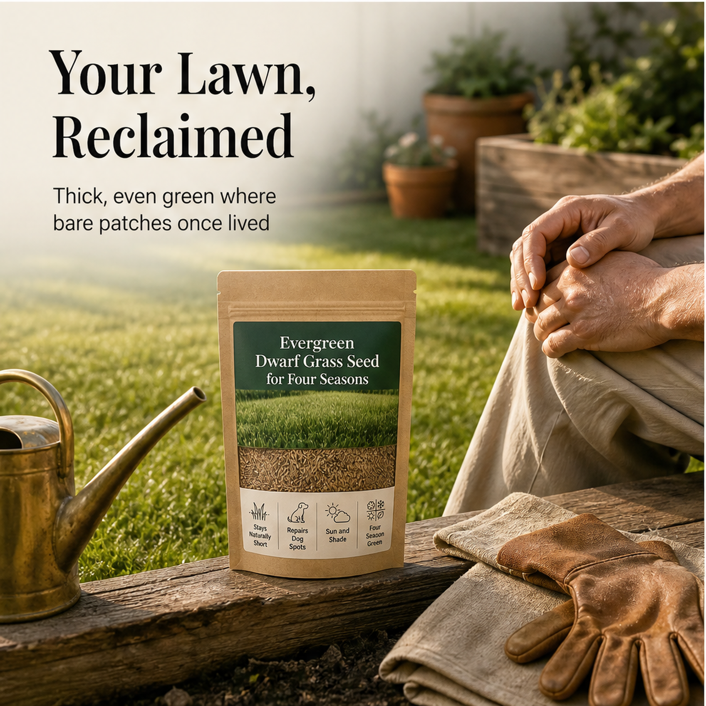 Everdell – Four-Season Evergreen Dwarf Grass Seed for Bare Spots & High-Traffic Lawns + 50% OFF