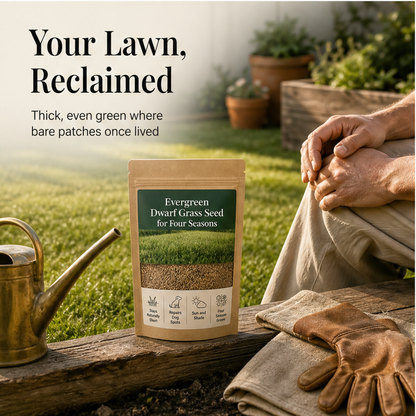 Everdell – Four-Season Evergreen Dwarf Grass Seed for Bare Spots & High-Traffic Lawns + 50% OFF