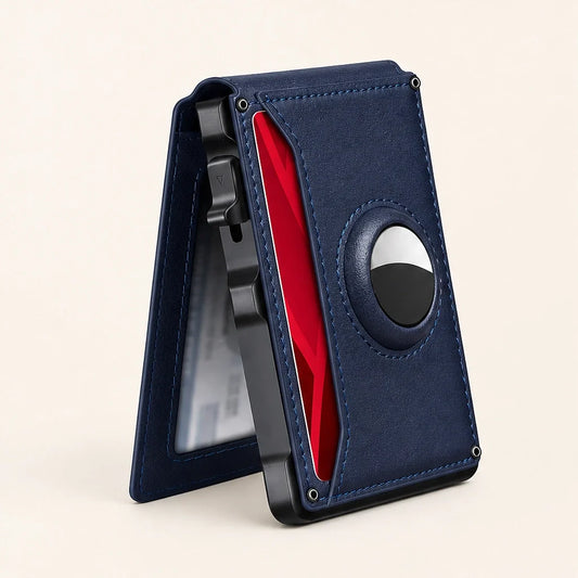 Ashford – Slim Pop-Up Leather Wallet with AirTag Pocket & RFID Blocking for Men + 50% OFF
