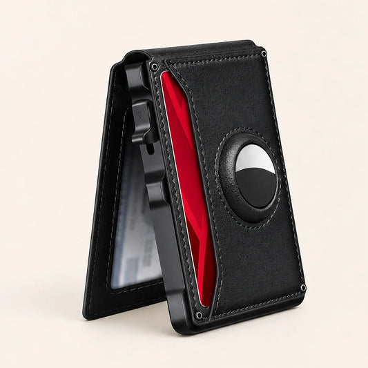 Ashford – Slim Pop-Up Leather Wallet with AirTag Pocket & RFID Blocking for Men + 50% OFF