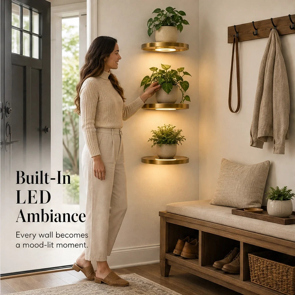 Alcove – Floating Corner Shelf with Built-In Ambient LED Light + 50% OFF