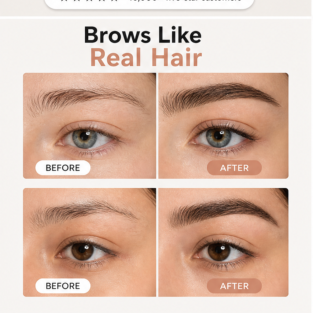 Plumelle – Waterproof 4-Tip Micro-Fork Eyebrow Pencil for Natural Hair-Like Brows - BUY 1 + 1 FREE