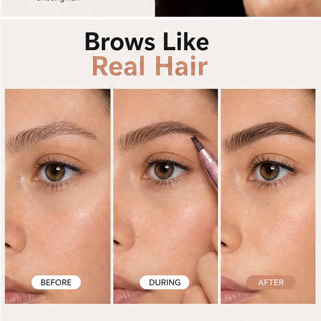 Plumelle – Waterproof 4-Tip Micro-Fork Eyebrow Pencil for Natural Hair-Like Brows - BUY 1 + 1 FREE