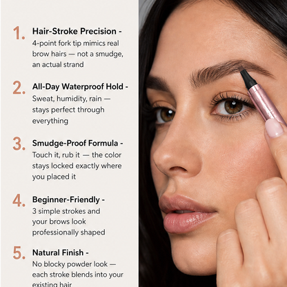 Plumelle – Waterproof 4-Tip Micro-Fork Eyebrow Pencil for Natural Hair-Like Brows - BUY 1 + 1 FREE