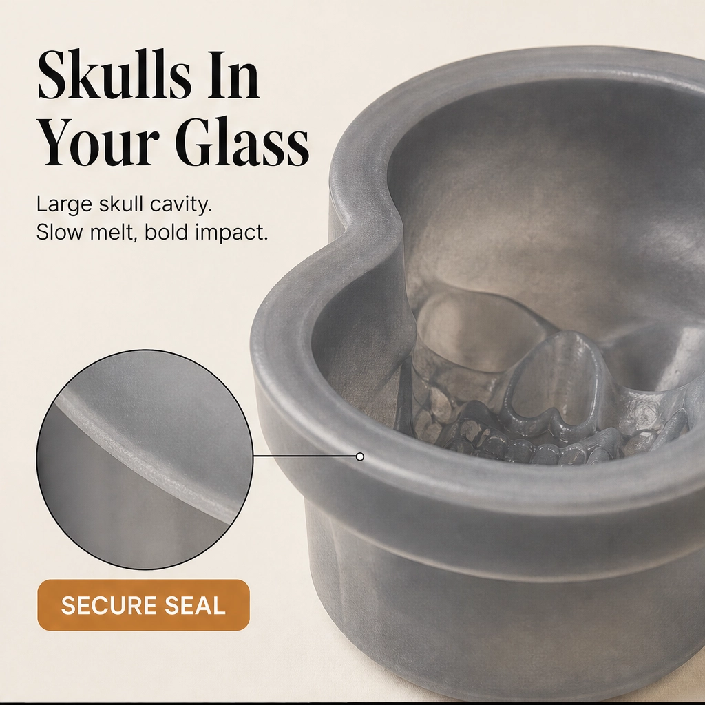 Frostbane – Slow-Melting 3D Skull Silicone Ice Mold for Whiskey & Cocktails + 50% OFF