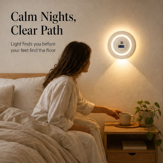 Duskell – Motion Sensor LED Night Light With Digital Clock & 3 Light Modes + 50% OFF