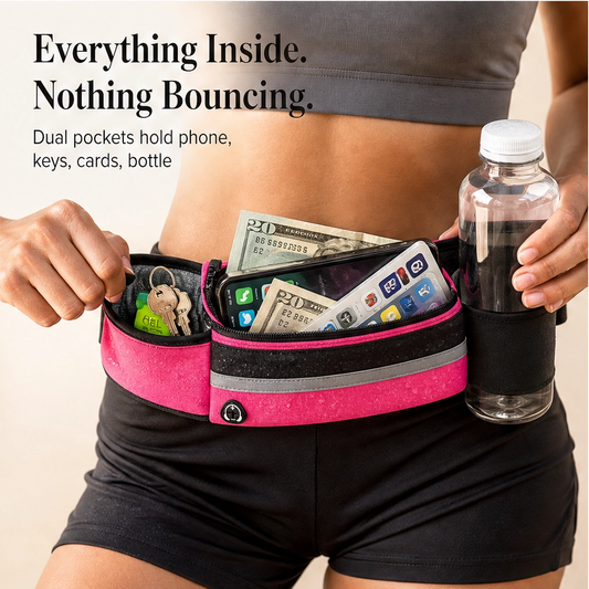 Strideon – Waterproof Running Belt with Phone & Bottle Pockets + Buy 1 Get 1 FREE
