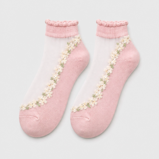 Bloomveil™ – Sheer Floral Lace Ankle Socks with Soft Cotton Sole + 1+1 FREE