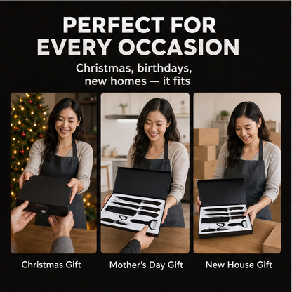 Emberforge – Hammered V-Edge 6-Piece Stainless Steel Kitchen Knife Set + 50% OFF