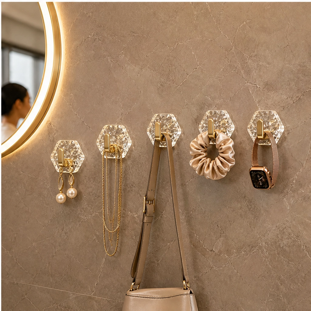 Prismhold – No-Drill Waterproof Crystal Adhesive Wall Hooks + 50% OFF