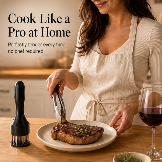 Searwell – Stainless Steel Needle Meat Tenderizer with Retractable Safety Guard + 50% OFF