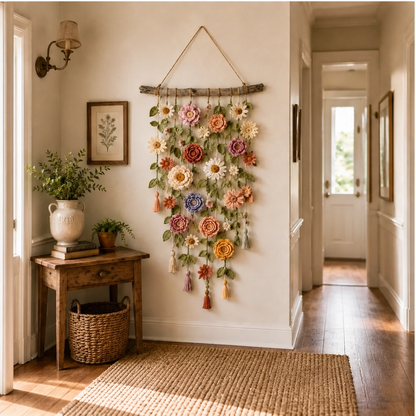 Bowerly – Handmade Crochet Flower Wall Hanging with Vines & Tassels + 50% OFF