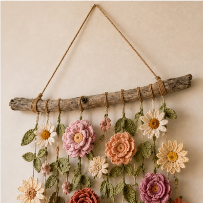 Bowerly – Handmade Crochet Flower Wall Hanging with Vines & Tassels + 50% OFF