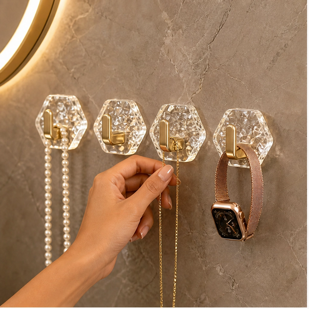 Prismhold – No-Drill Waterproof Crystal Adhesive Wall Hooks + 50% OFF