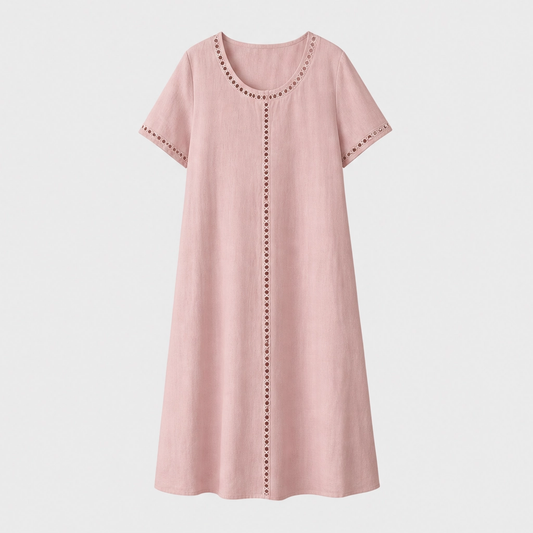 Linaire™ – Breathable Cotton-Linen Openwork Midi Dress + 50% OFF