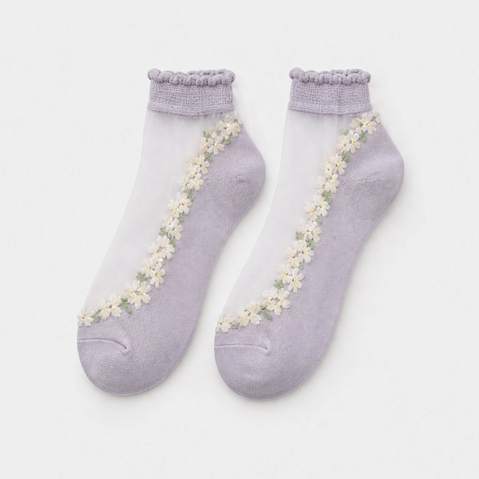 Bloomveil™ – Sheer Floral Lace Ankle Socks with Soft Cotton Sole + 1+1 FREE